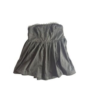 Coquette Pilcro Anthropologie‎ Womens 3X Strapless Denim Lace Mini Dress Black